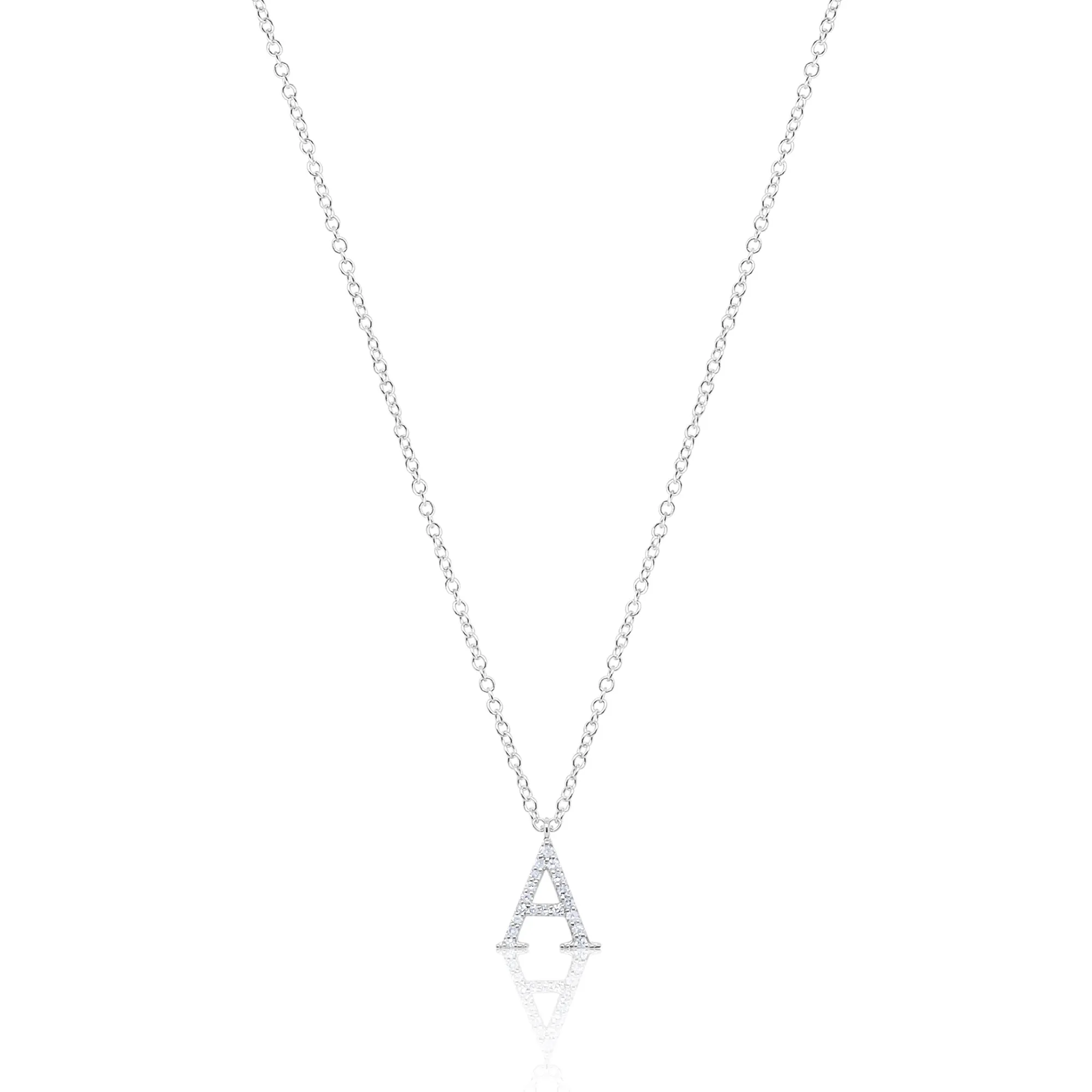 White Gold Diamond Letter "A" Necklace sold by Meira T