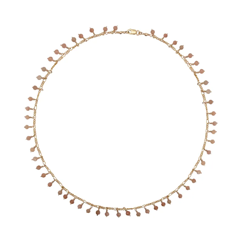 Pink Rose Quartz Drop Gold Plated Bead Necklace sold by Meira T