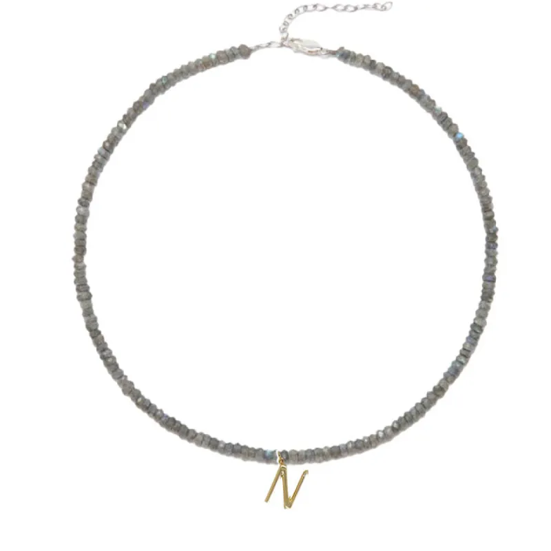 Initial Labrodorite Beaded Necklace-ALL NEW sold by Meira T
