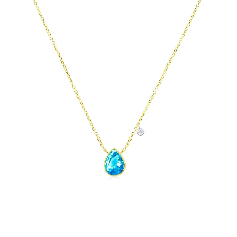 Yellow Gold Blue Topaz Necklace sold by Meira T