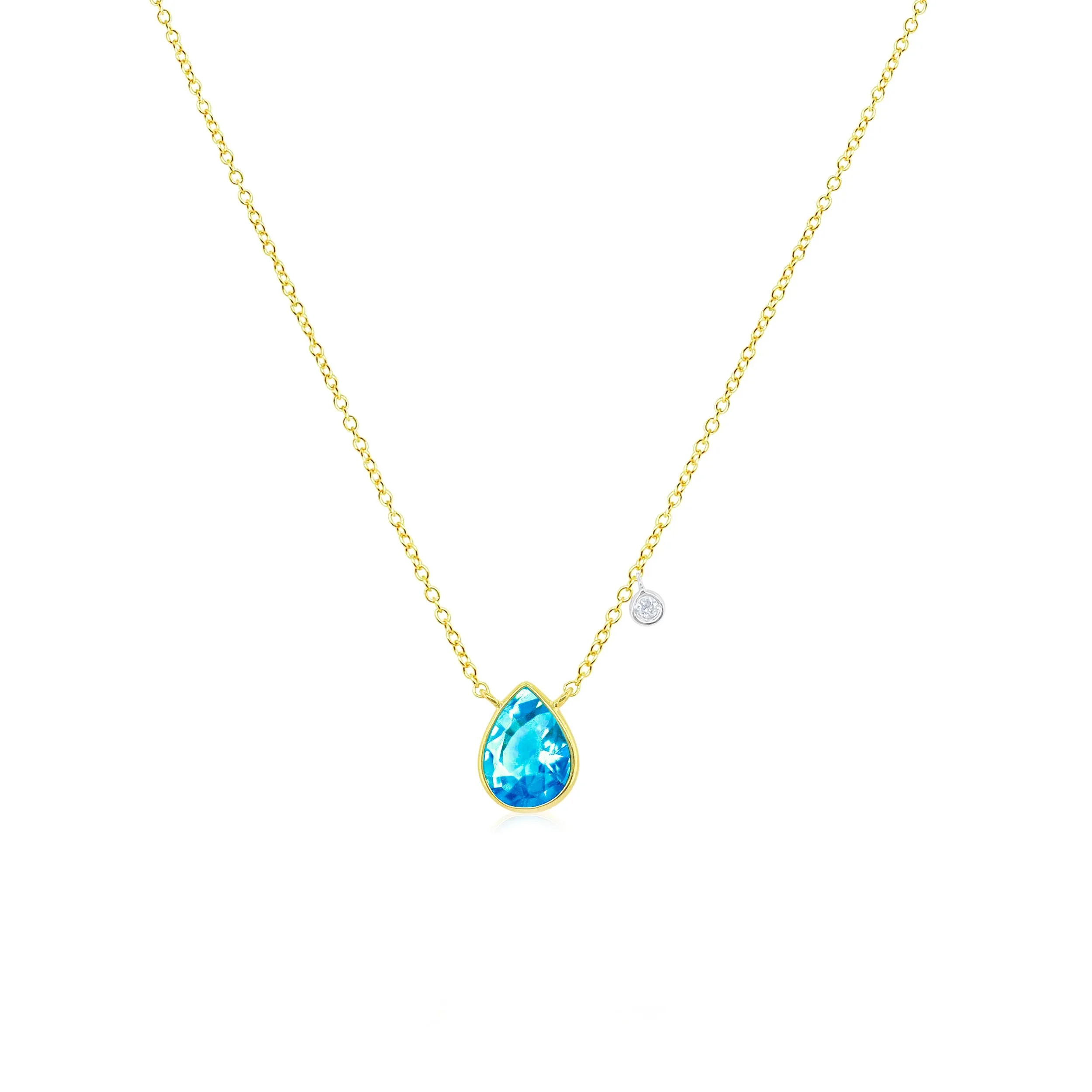 Yellow Gold Blue Topaz Necklace sold by Meira T