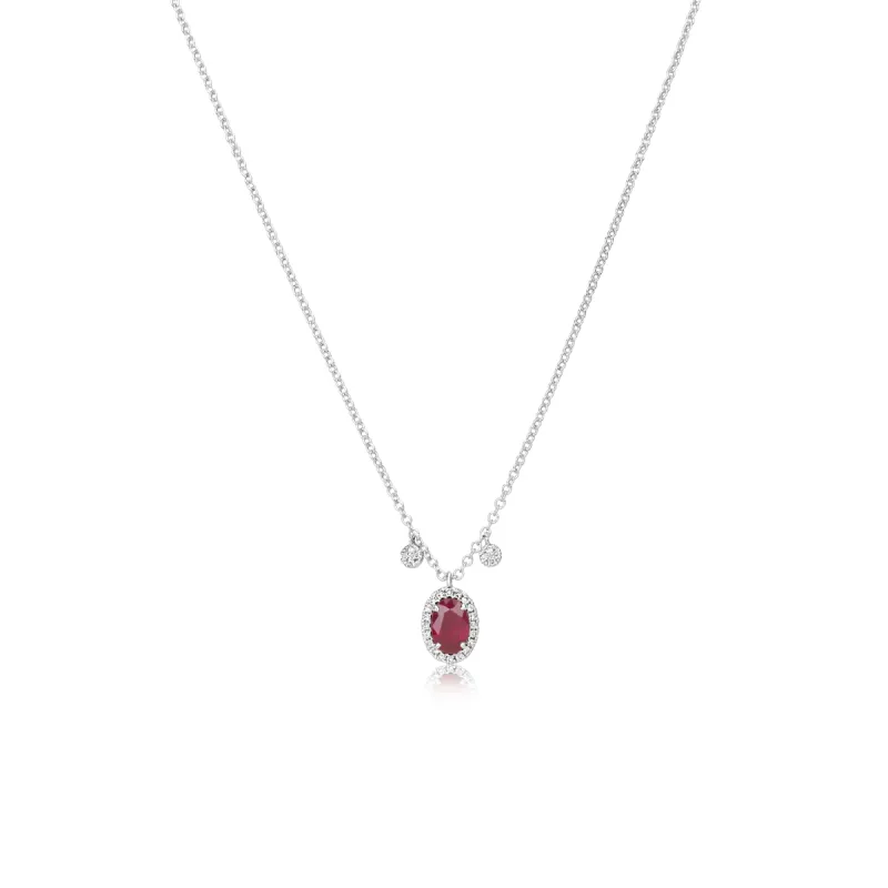 Dainty Diamond and Ruby Necklace sold by Meira T