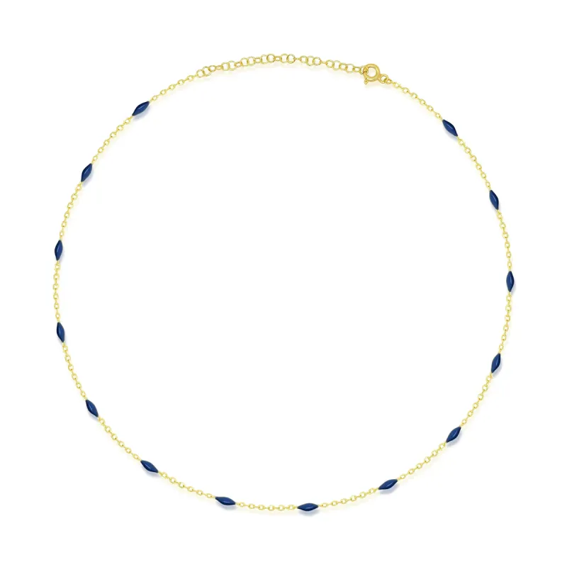 Blue Enamel Spot and Gold Plated Layering Chain sold by Meira T