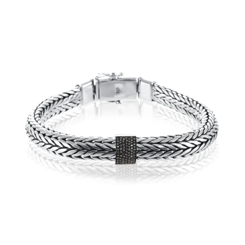 Mens Silver Bracelet with Diamonds sold by Meira T