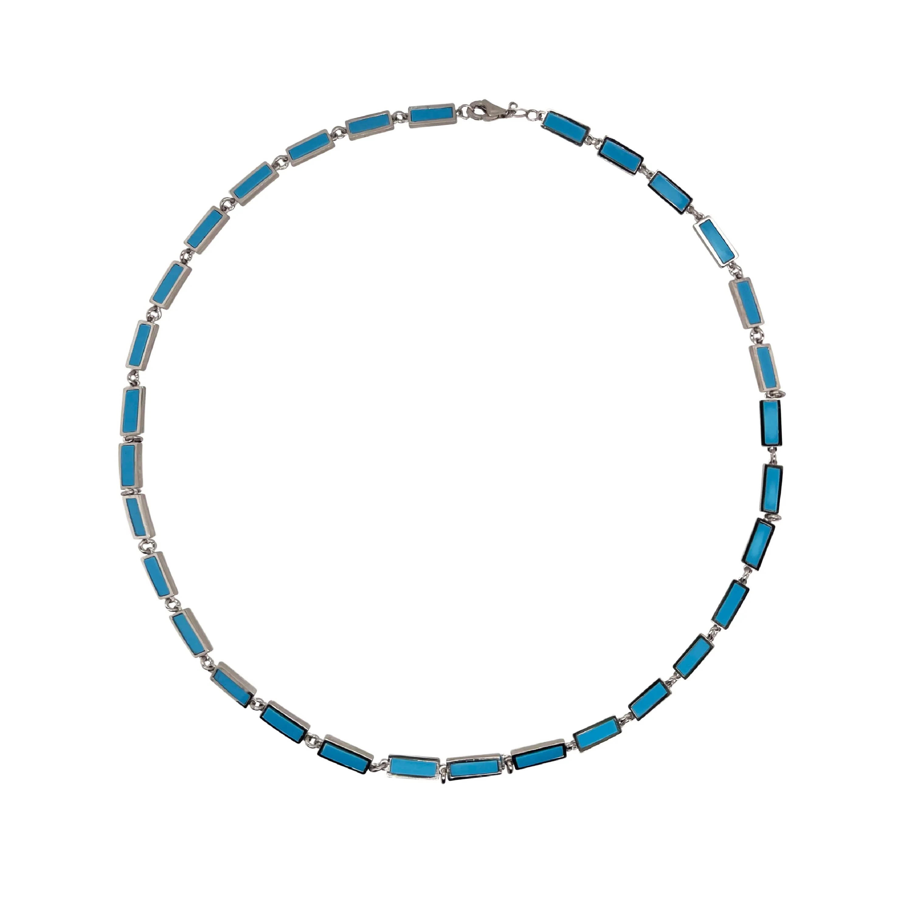 Turquoise Rectangular Layering Chain Necklace sold by Meira T