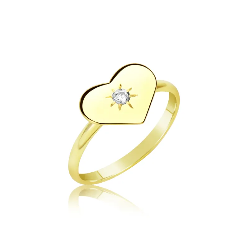 Heart and Diamond Starburst Ring sold by Meira T