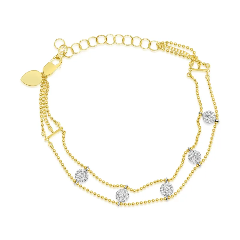 Yellow Gold and Diamond Ladder Bracelet sold by Meira T