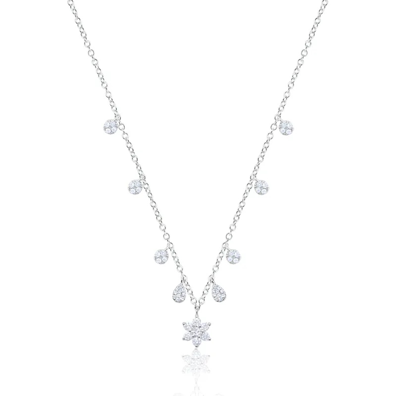 Yellow Gold Diamond Flower Cluster and Charm Necklace sold by Meira T
