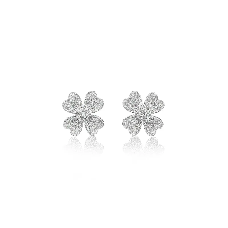 White Gold Diamond Flower Studs sold by Meira T
