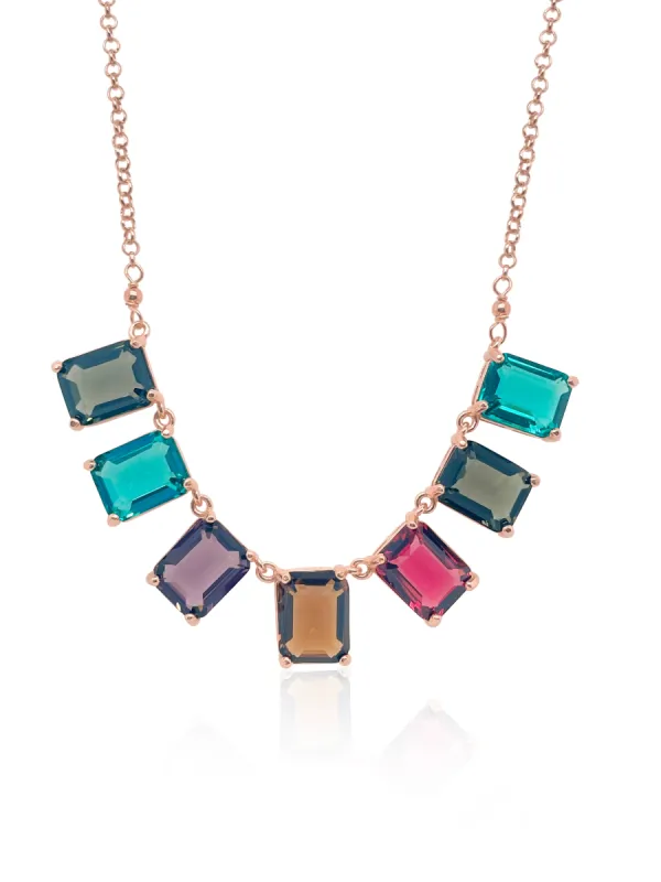 Rose Gold Plated Paperclip Chain and Six Stone Necklace sold by Meira T