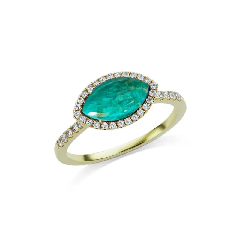 Amazonite Ring with Diamond Border sold by Meira T