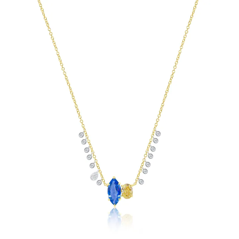 Blue Sapphire and Yellow Diamond Moi et Toi    Necklace sold by Meira T