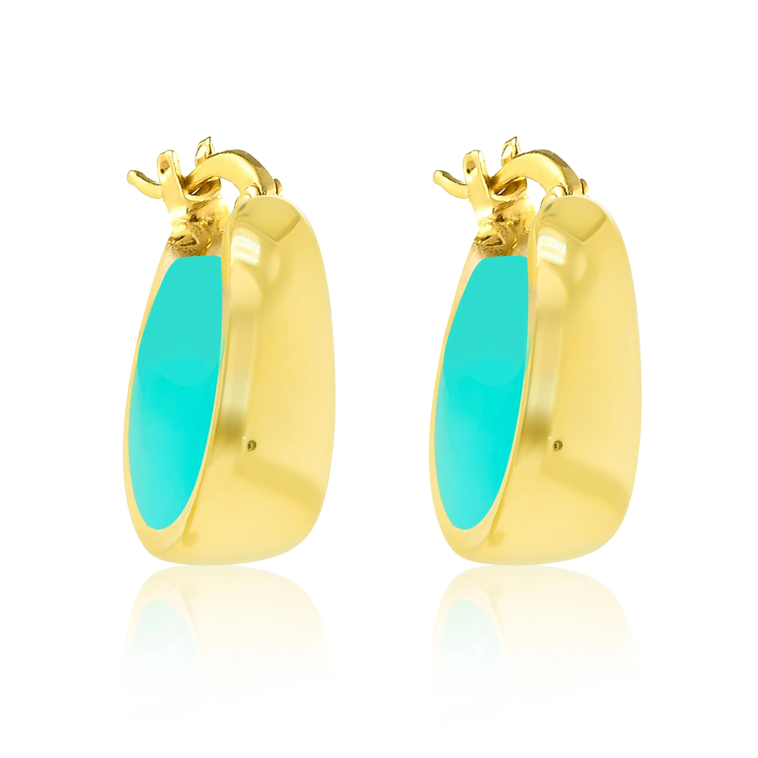Gold Plated Turquoise Enamel Hoop Earrings sold by Meira T