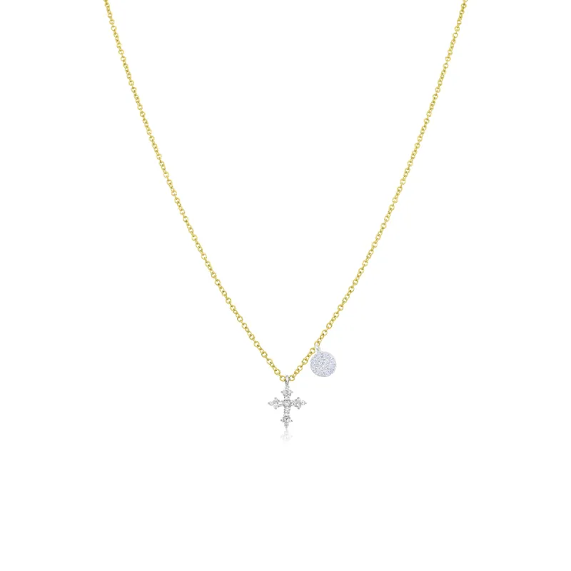 Two Toned Cross With Bezel Necklace sold by Meira T