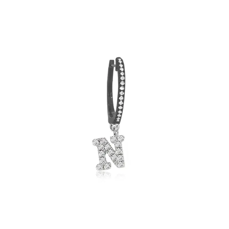 Space Black Initial Diamond Huggie sold by Meira T