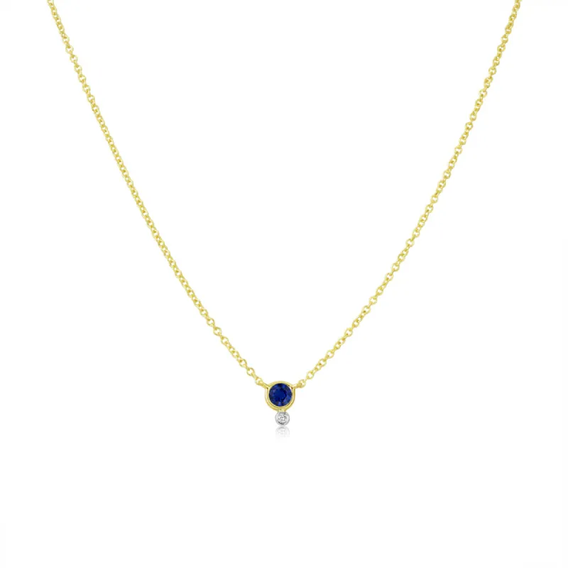 Yellow Gold Blue Sapphire and Diamond Necklace- ONLINE EXCLUSIVE sold by Meira T