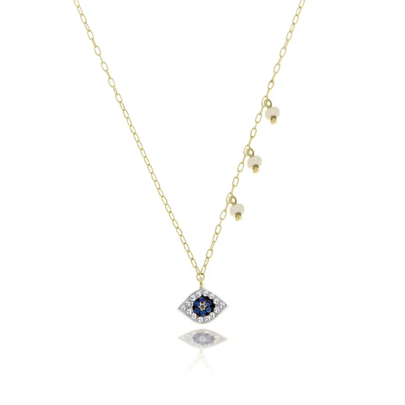 Yellow Gold Evil Eye Necklace sold by Meira T
