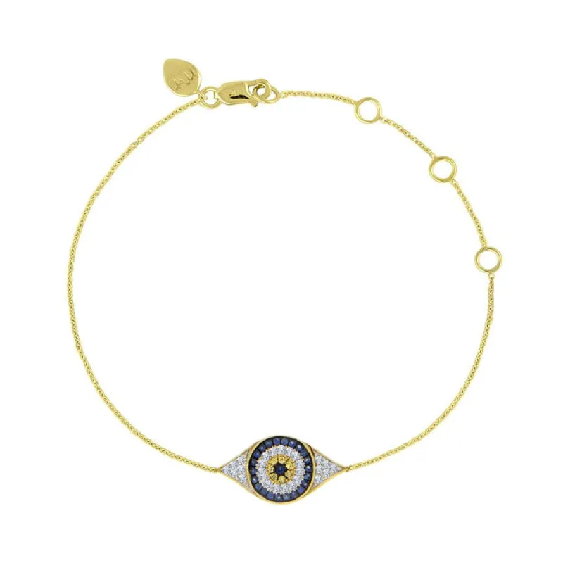 Evil Eye Bracelet Yellow Gold Diamonds Sapphires sold by Meira T