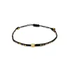 Dainty Woven Black and Gold  Bead Bracelet With CZ Bead sold by Meira T