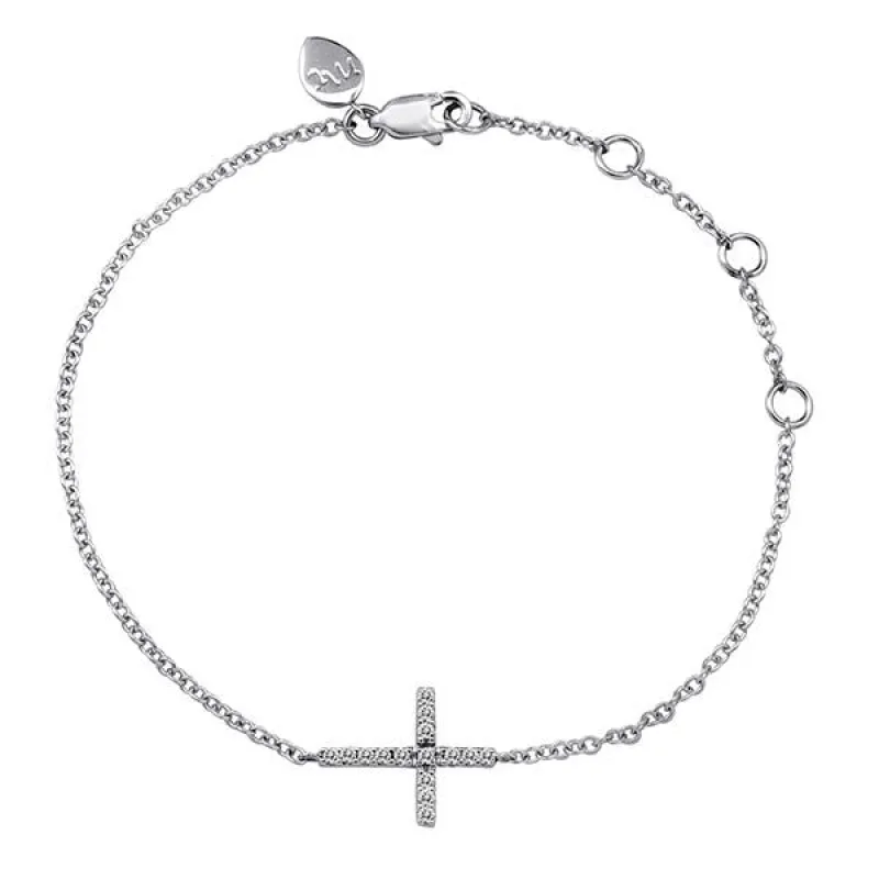 Horizontal Pave Diamond Cross Bracelet sold by Meira T