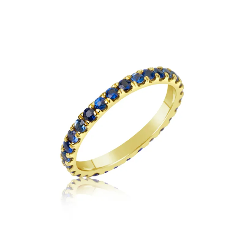 Yellow Gold Blue Sapphire Eternity Band size 6.5 sold by Meira T