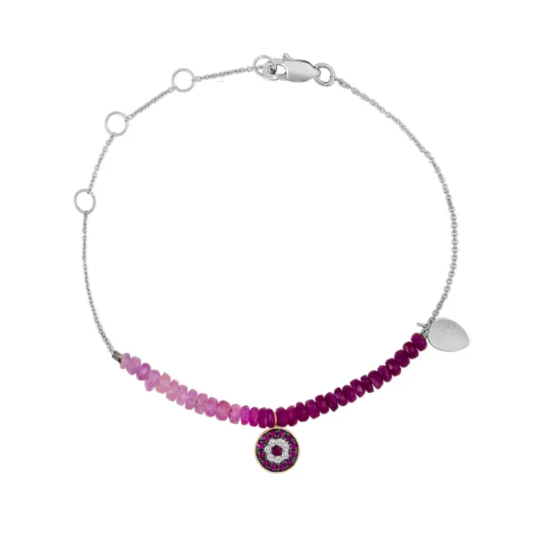 Ruby and Diamond Evil Eye Bracelet sold by Meira T
