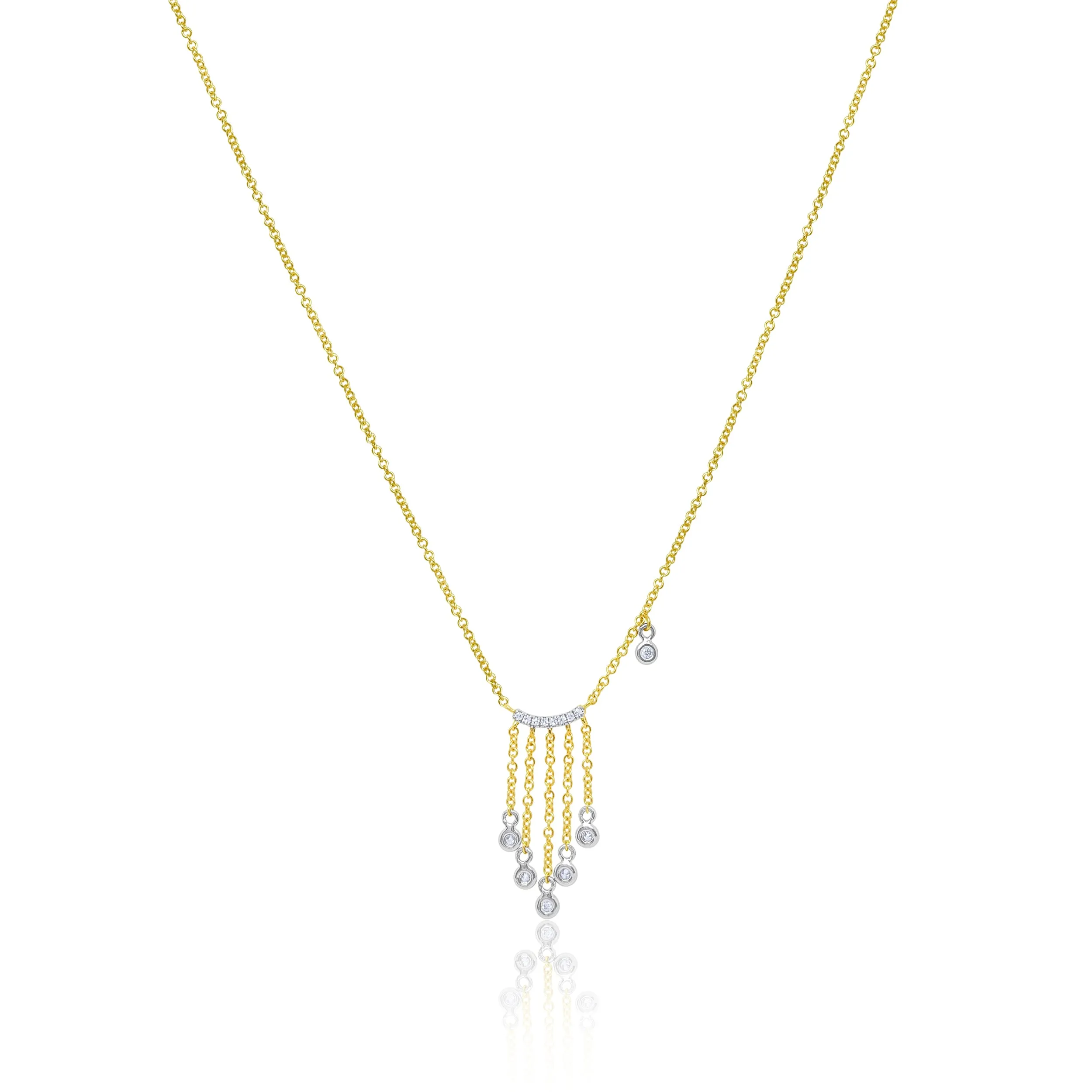 Two Tone Gold Diamond Bar Chain Necklace sold by Meira T