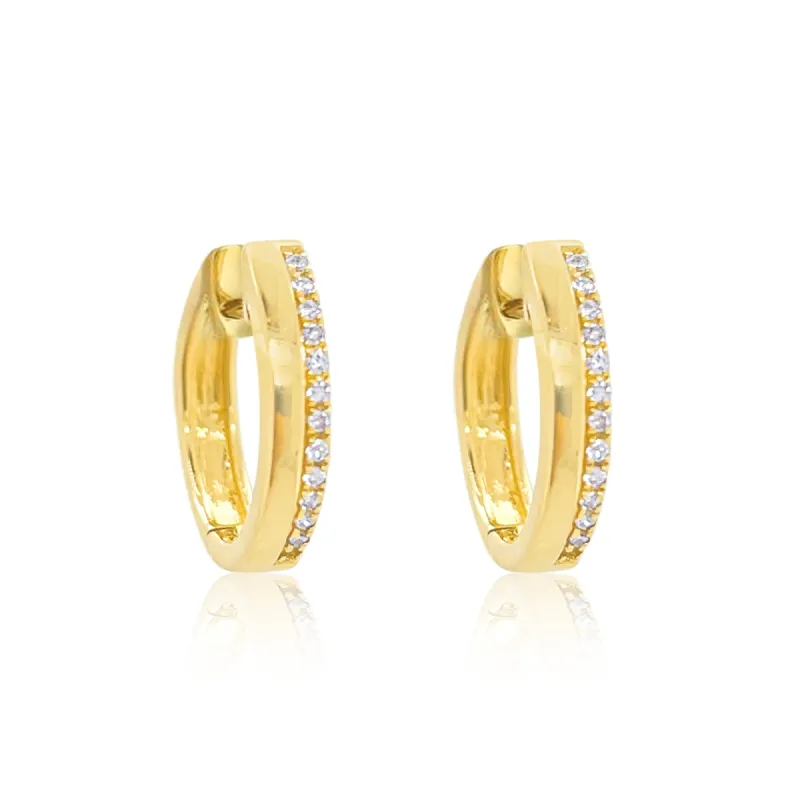 Yellow Gold Half Diamond Huggies sold by Meira T
