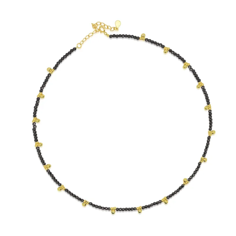 Silverite Bead and Gold Plated Ball Drop Necklace. sold by Meira T