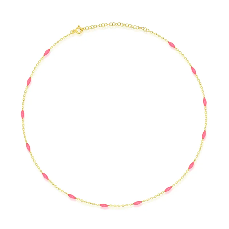 Pink Enamel Spot and Gold Plated Layering Chain sold by Meira T