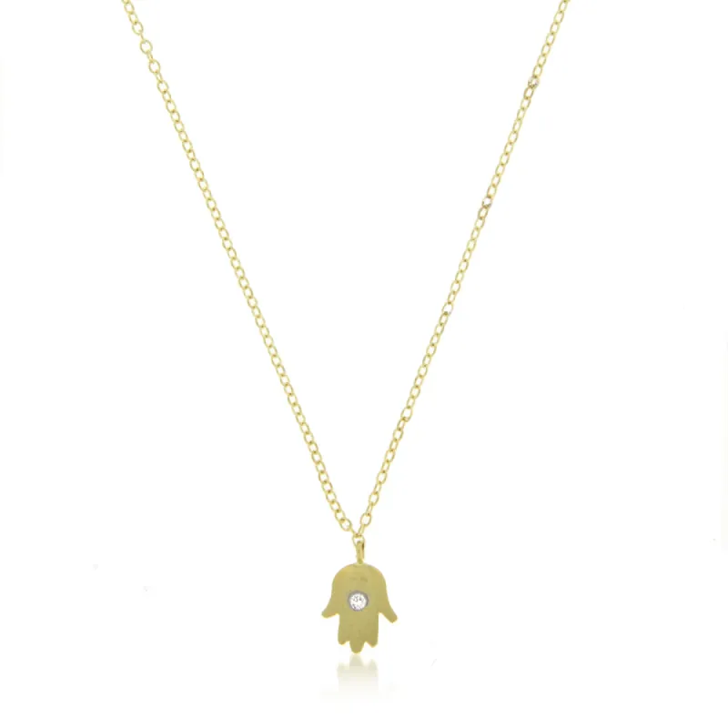 Gold Hamsa Hand Necklace sold by Meira T