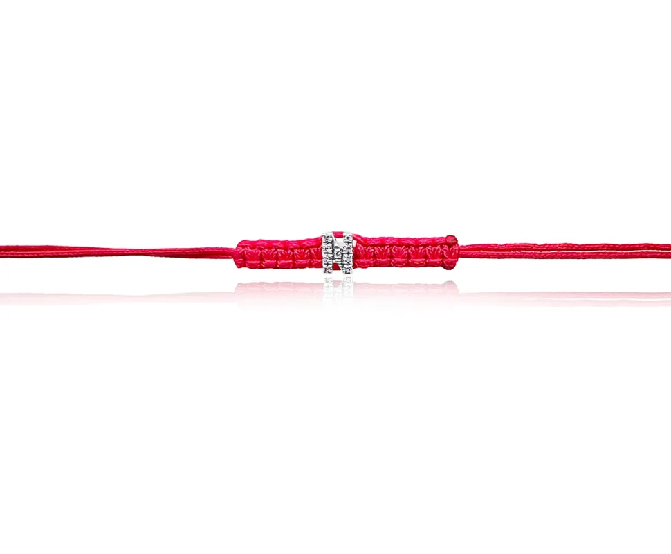 Diamond Initial Fuschia Cord Bracelet sold by Meira T