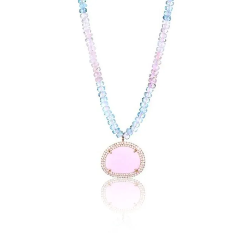 Pink Opal on Pink and Blue Topaz Necklace sold by Meira T