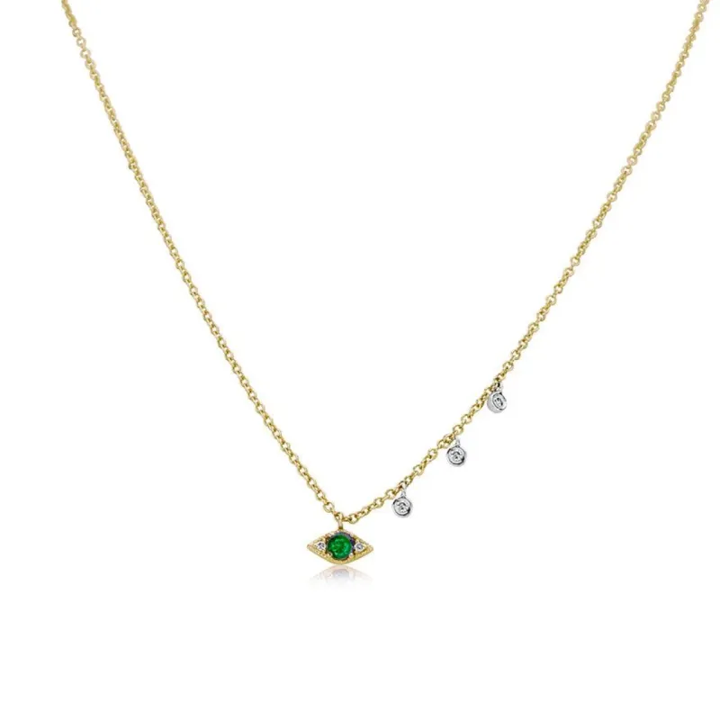 Yellow Gold Emerald Evil Eye Necklace sold by Meira T