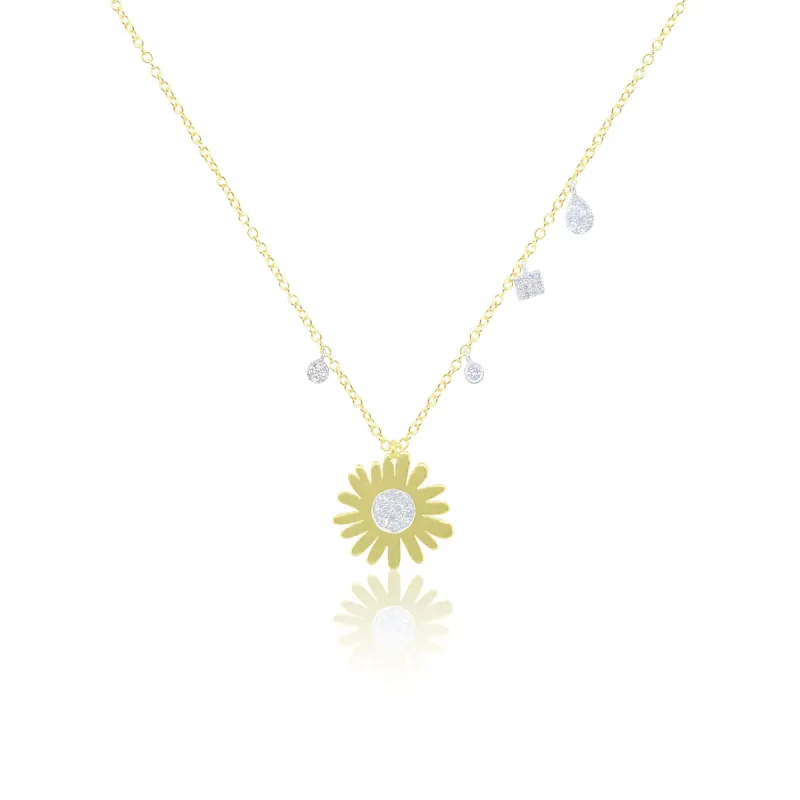 Yellow Gold Flower Necklace sold by Meira T