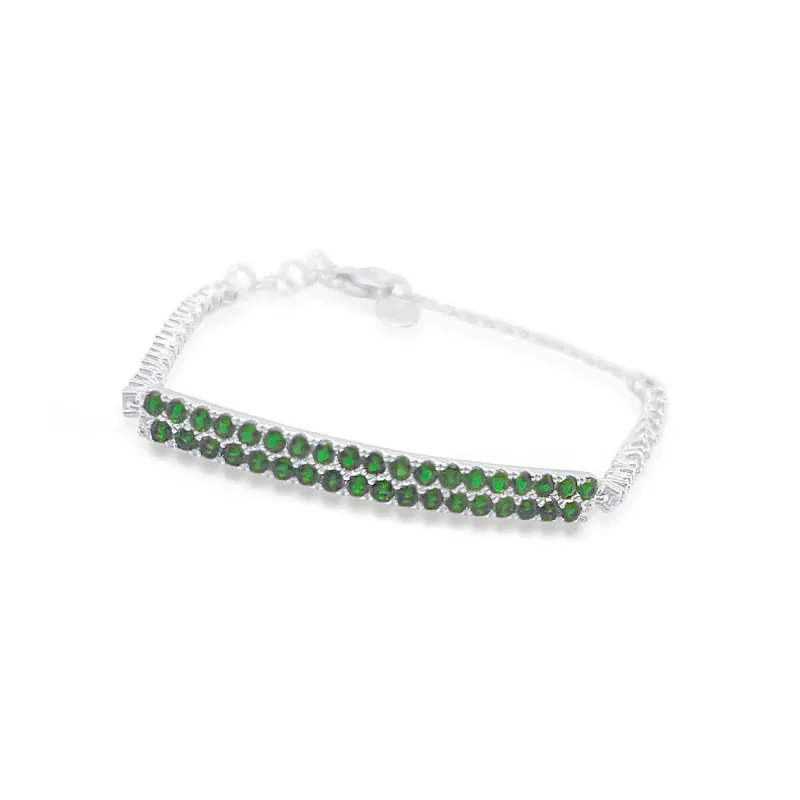 White Gold pave Emerald and Diamond Bracelet Last One sold by Meira T