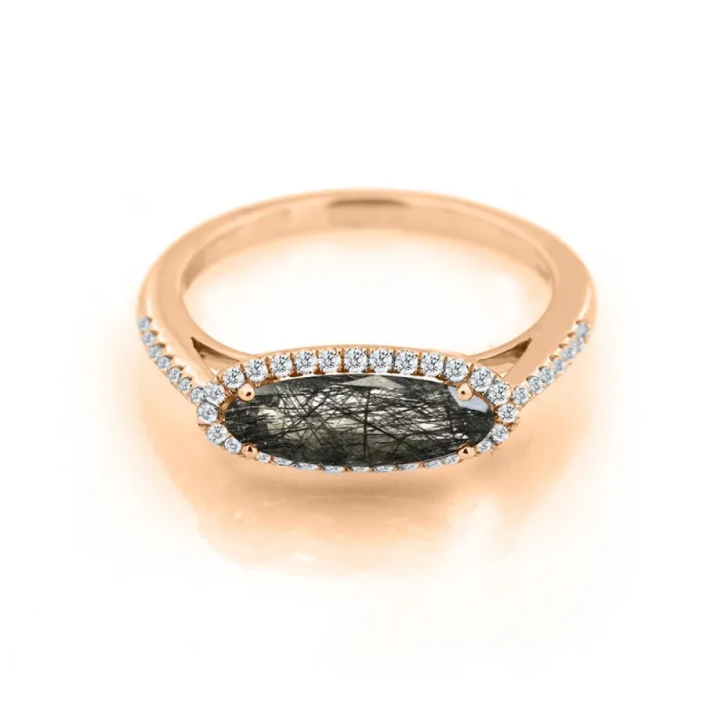 Smokey Quartz White Gold Diamond Ring made by Meira T
