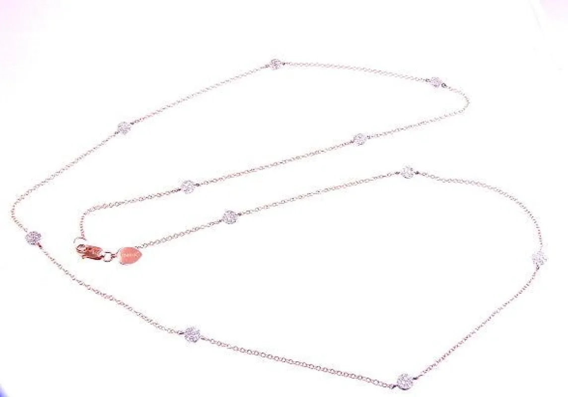 Yellow Gold Diamond Disc Long Necklace Diamonds on both sides of the disc 24 inches sold by Meira T