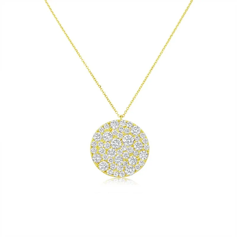 Yellow Gold and Pave Diamond Medallion Necklace sold by Meira T