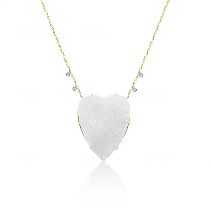 Yellow Gold Druzy Heart Necklace sold by Meira T