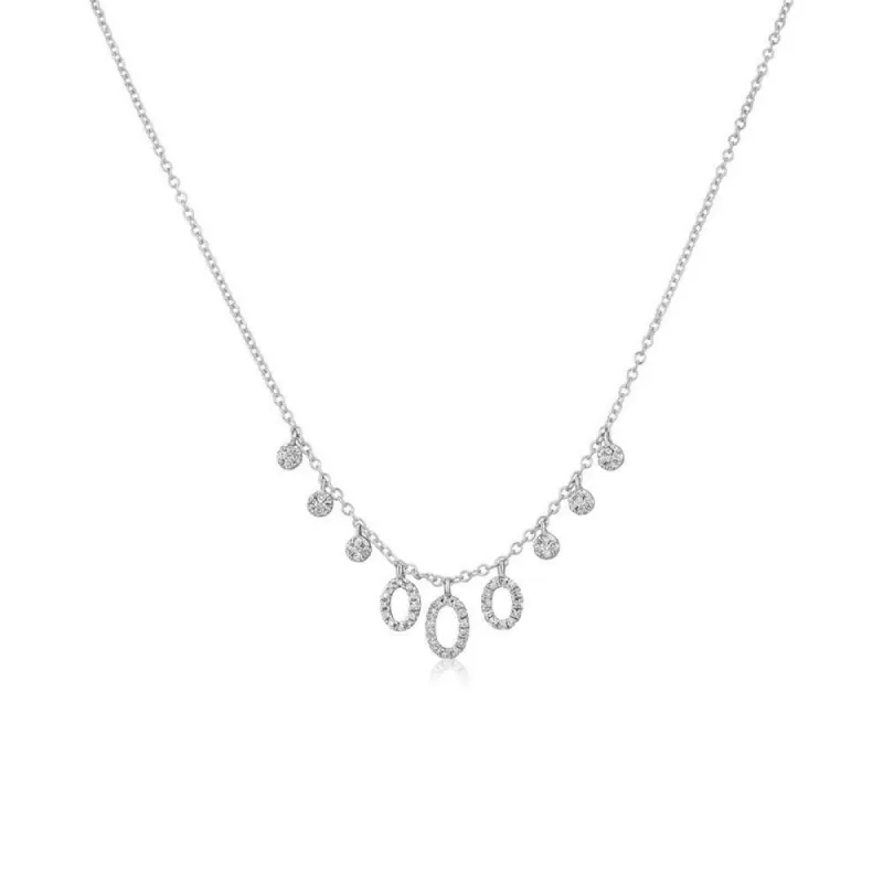 White Gold necklace with Oval and Diamond Bezels sold by Meira T