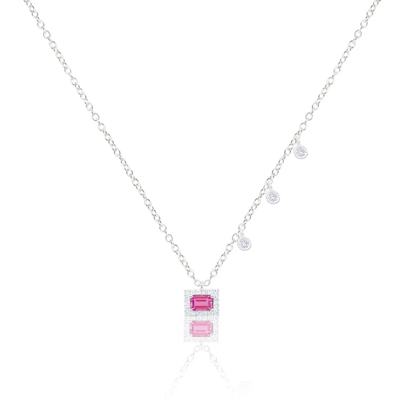 Dainty Pink Sapphire and Diamond Necklace sold by Meira T