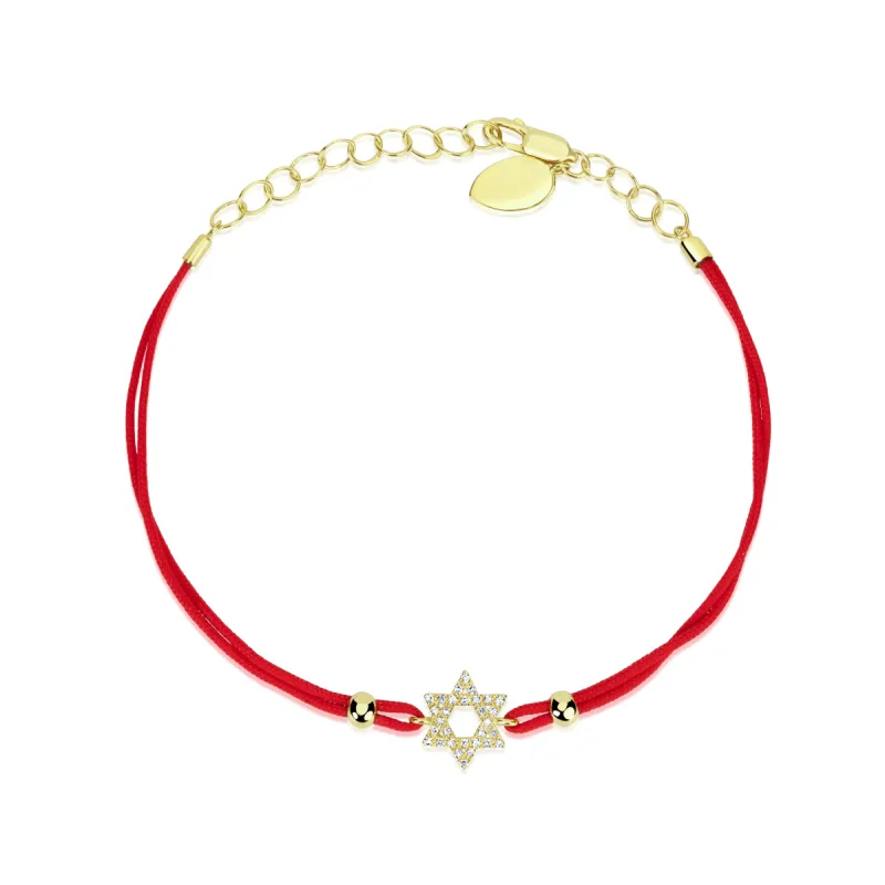 Red String Diamond Star of David Bracelet sold by Meira T