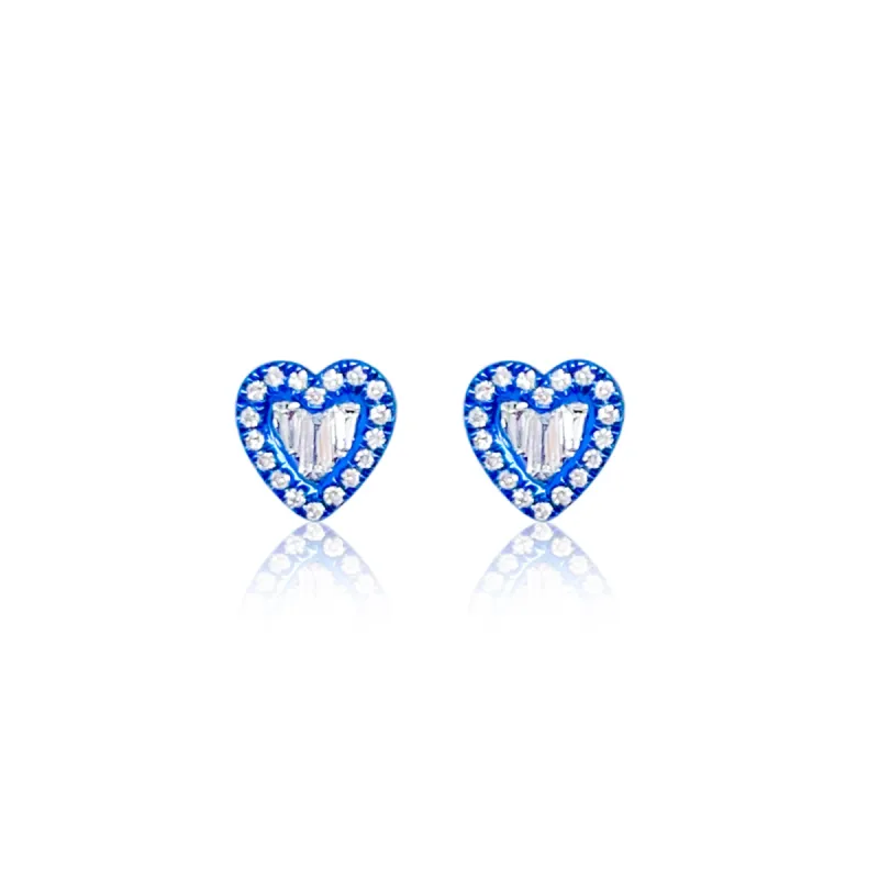 Galactic Blue Diamond Heart Studs sold by Meira T