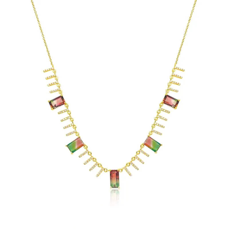Watermelon Tourmaline Fringe Necklace sold by Meira T