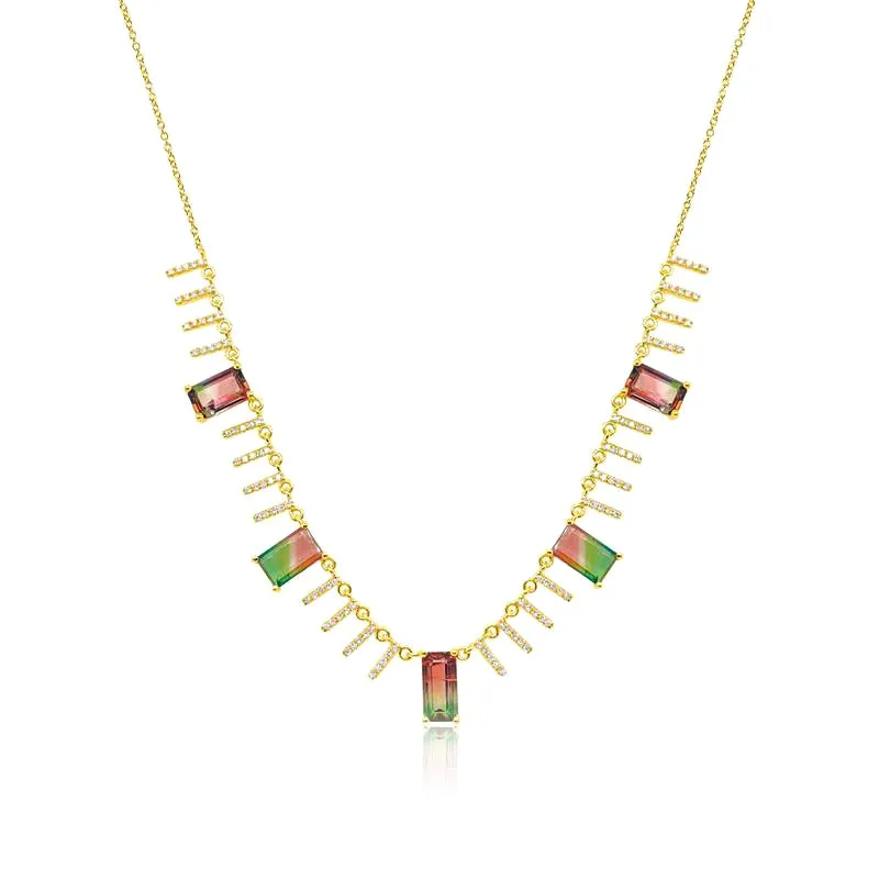 Watermelon Tourmaline Fringe Necklace sold by Meira T