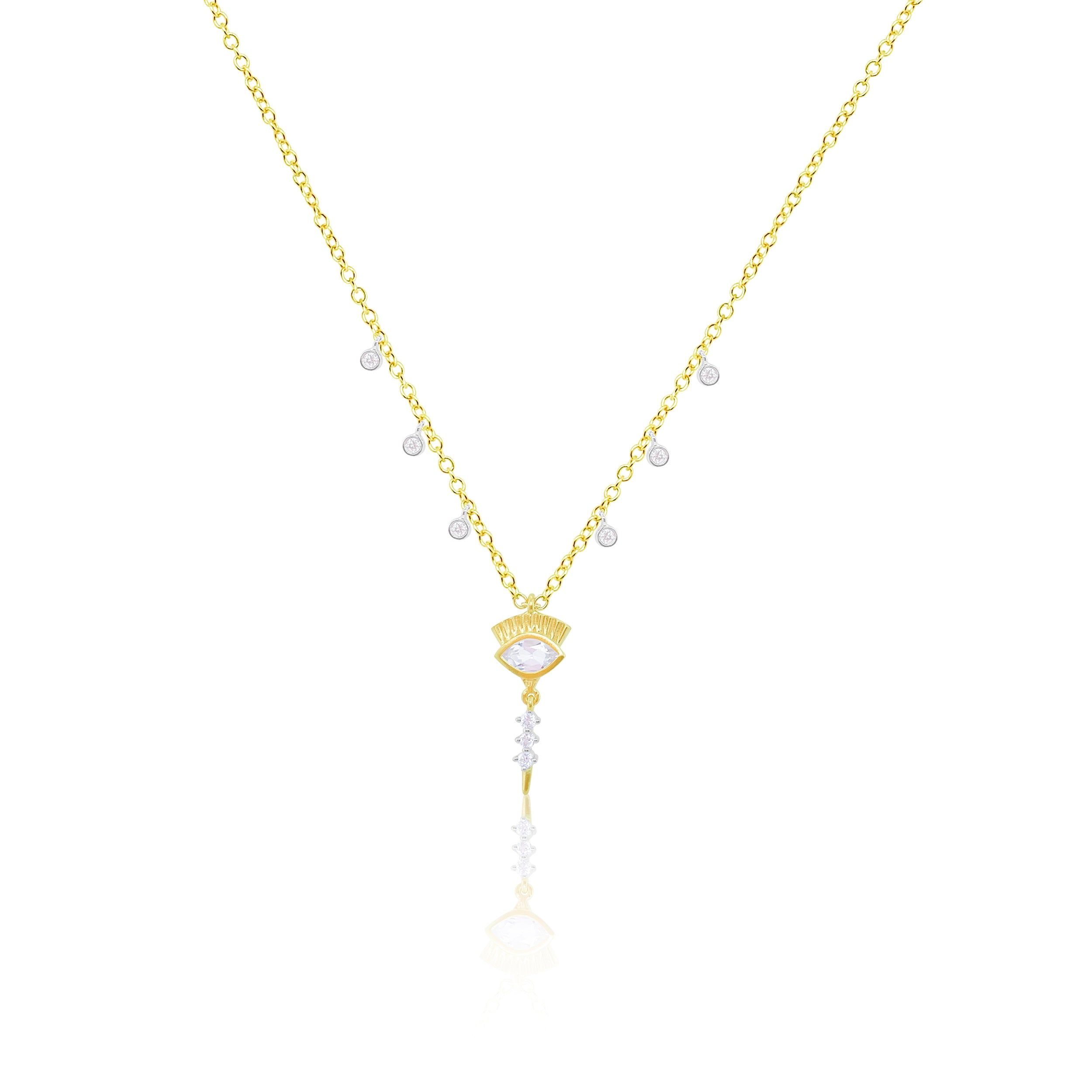 Yellow Gold and White Topaz Diamond Necklace sold by Meira T