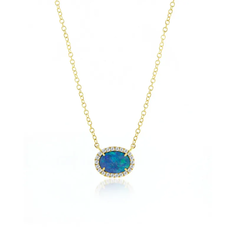 Meira T Australian Opal and Diamond Necklace sold by Meira T