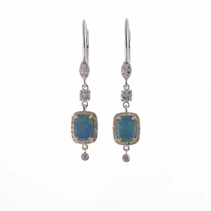 Two Tone Yellow Gold Opal Earrings sold by Meira T