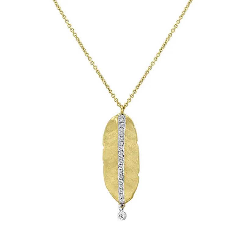 Meira T Hammered Yellow Gold Leaf Necklace as Seen in Cosmopolitan Magazine sold by Meira T